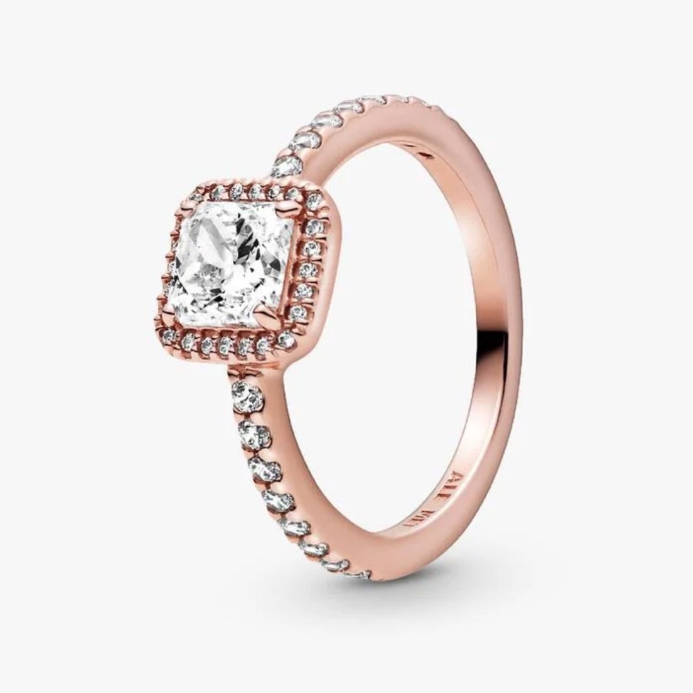 Pandora Rose Gold Square Sparkle Halo Ring